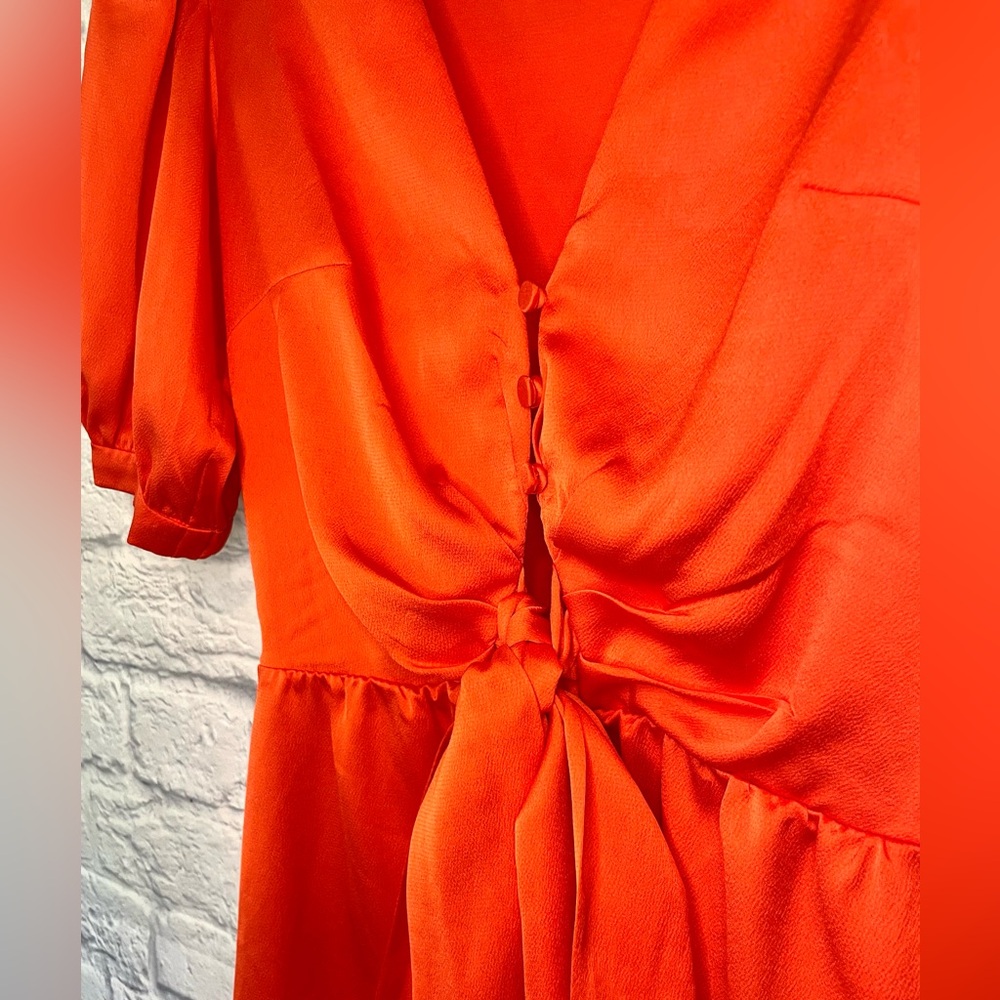 Alexis indir red satin ruffle tie romper - Picture 3 of 8